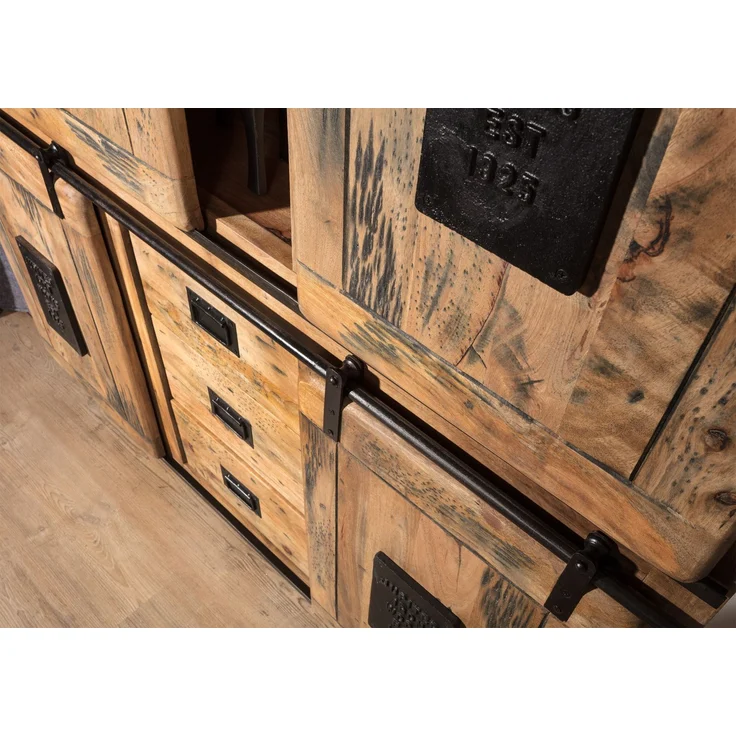 Highboard Mango 150x45x160 natur lackiert RAILWAY #125 – Bild 5