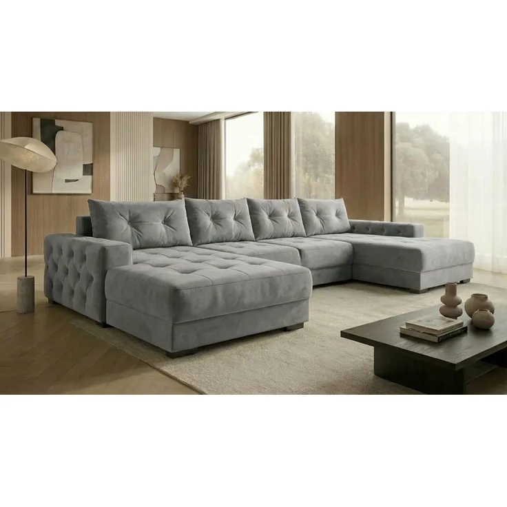 Ecksofa MODENA 320 cm x 185 cm – Stoff: CASABLANCA Grau 14 Farbe: Grau