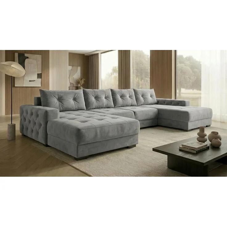 Ecksofa MODENA 320 cm x 185 cm – Stoff: CASABLANCA Grau 14 Farbe: Grau – Bild 1