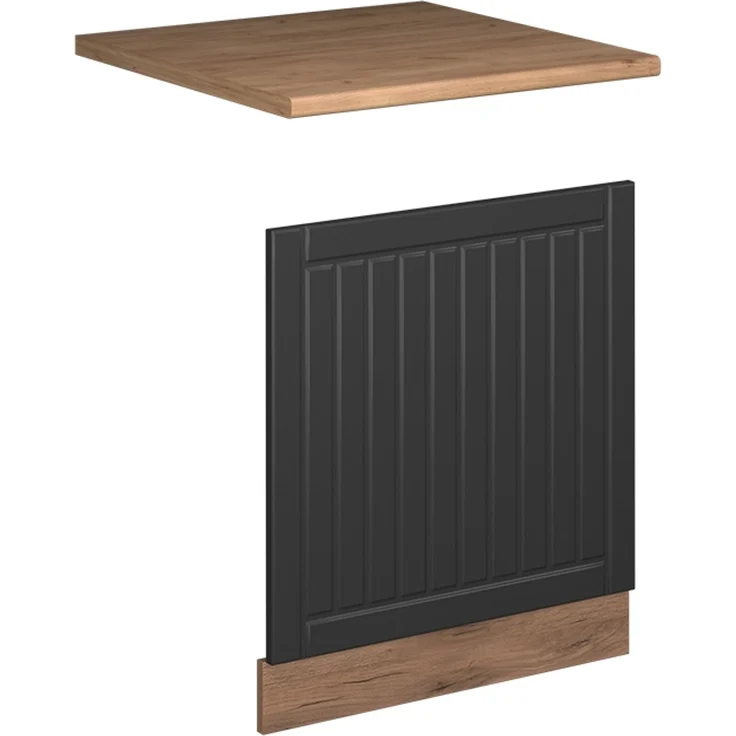 Frontblende Fame-Line Dunkelgrau/Goldkraft Eiche 60 cm, AP Eiche Vicco – Bild 1