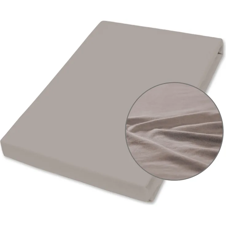 Traumhaft gut schlafen Jersey-Elasthan Spannbetttuch, verschiedene Farben und Größen, Farbe: Taupe, Größe: 90-100 cm x 200 cm