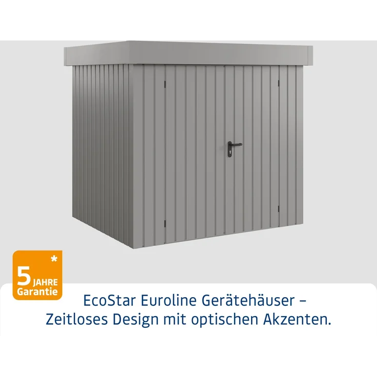 Hörmann Ecostar Metall-Gerätehaus "Euroline Trend" mit Flachdach EFD 4, graualuminium, 214 x 166 cm,2-flüglige Tür – Bild 2