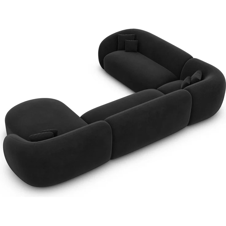 Polster Wohnlandschaft Sorelia XXL U-Form - Samtstoff - Schwarz - Rechts – Bild 4