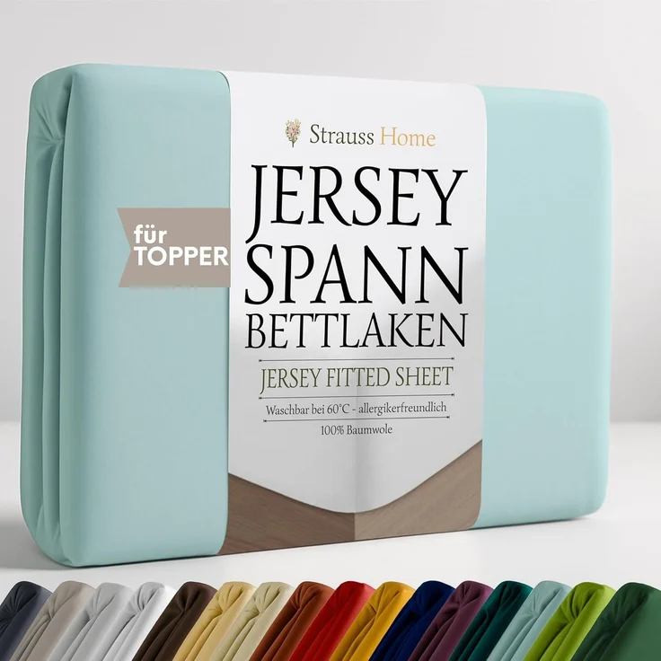 Strauss Home Spannbettlaken Premium Topper Spannbettlaken 150GSM für Matratzen-Topper 10cm Höhe, Gummizug: Rundumgummi, für Topper mit einer Höhe von 10cm, OEKO-TEX zertifiziert