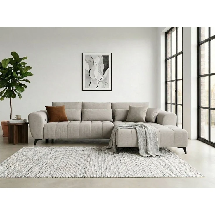 WERK2 Ecksofa Garay inkl. elektr. Sitztiefenverstellung, bodenfrei, viel Platz, Luxus-Microfaser, L-Form, XXL, elektrische Sitztiefenverstellung – Bild 1