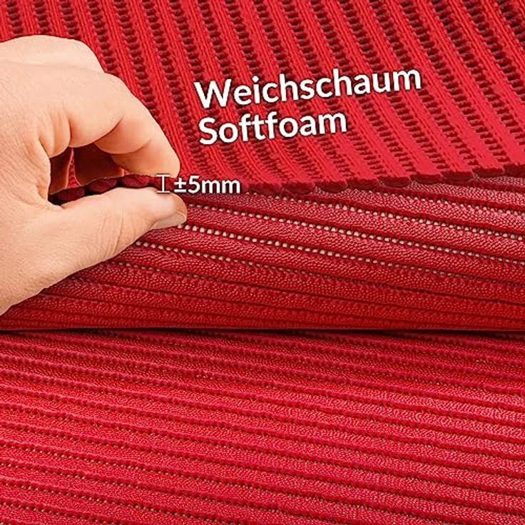 ANRO Badematte Weichschaummatte Antirutsch Bad- und Duschvorleger Uni Feuerrot, 280x130cm, pflegeleicht und zuschneidbar – Bild 3