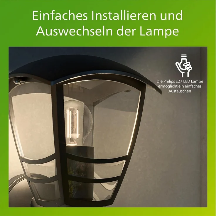 Wandleuchte Philips Creek Schwarz 60 W, 17,5 cm x 2 cm x 23,5 cm – Bild 5