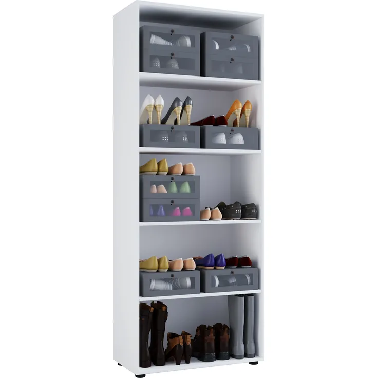 VCM Schuhschrank Vandol 912217 Weiß B. 70 x H. 178 x T. 40 cm