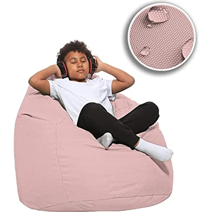 HomeIdeal - Sitzsack XXL Bodenkissen für Erwachsene & Kinder - Geeignet für Gaming oder Entspannen - Indoor wie Outdoor da er Wasserfest ist - mit EPS Perlen, Farbe:Puderrosa, Größe:XXL – Bild 10