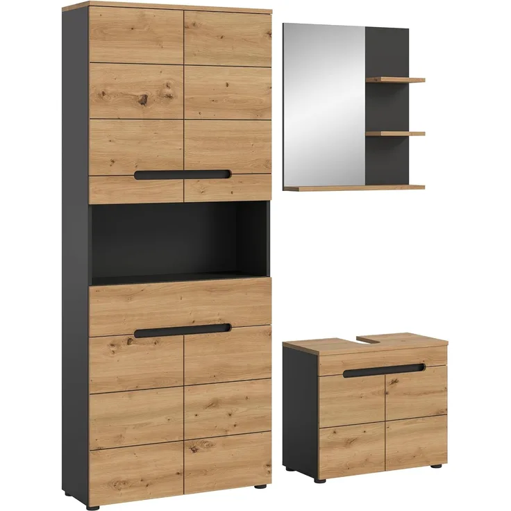 Xonox Canu Badkombination (B/H/T: 154x193x34 cm) in Basalt grau Nachbildung und Artisan Nachbildung