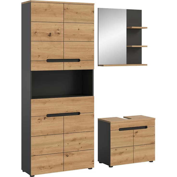 Xonox Canu Badkombination (B/H/T: 154x193x34 cm) in Basalt grau Nachbildung und Artisan Nachbildung – Bild 1