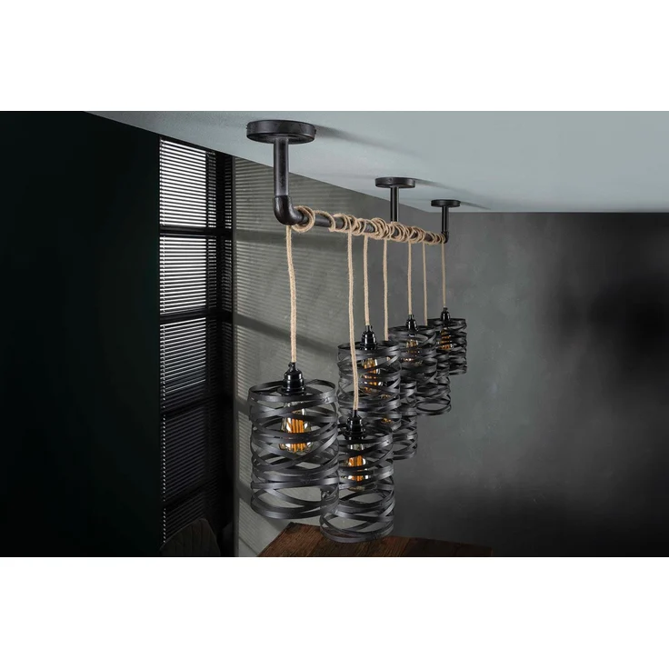 KAWOLA Hängeleuchte ALMAS Hängelampe 7-flammig Metall schwarz 150 x 15 x 157 cm – Bild 5