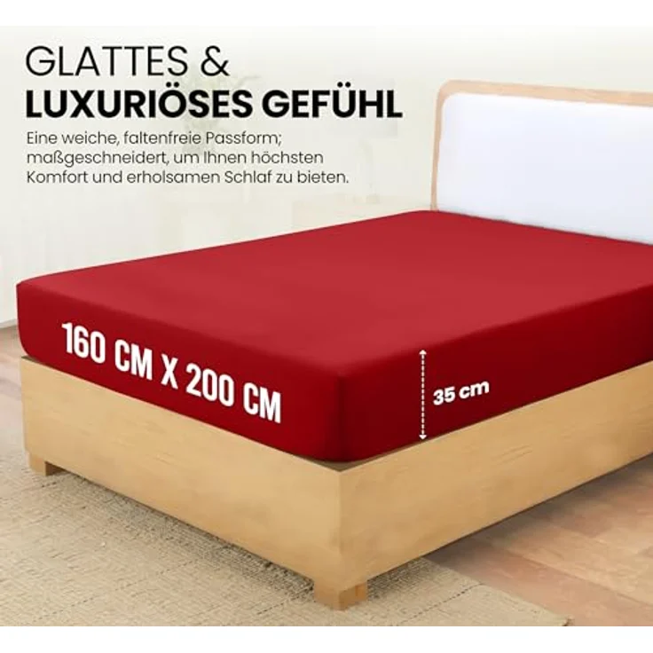 Utopia Bedding - Spannbettlaken 160x200 cm - Rot - Gebürstete Polyester-Mikrofaser Spannbetttuch - 35 cm Tiefe Tasche – Bild 3