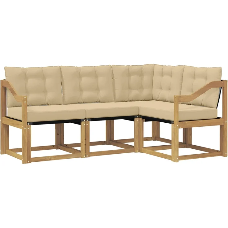 vidaXL Outdoor-Sofagarnitur 4 stk. 4-Sitzer Weiß und Beige 3389439 – Bild 2