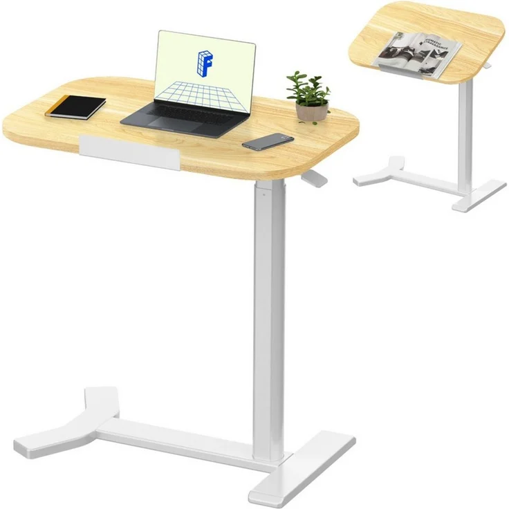 FLEXISPOT Beistelltisch Höhenverstellbar Betttisch mit neigbarer Tischplatte, Laptoptisch (C-Form, ideal für Sofa, Bett & Lesestunden), mit stufenloser Höhenverstellung, 360° Rollen & einfacher Montage – Bild 5