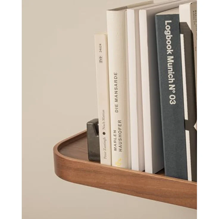Kazai.® Wandregal-Set 'Toke' | 2 Hängeregale in Echtholz-Veneer | Schwebendes Holzregal als Bücherregal, Wanddeko und Ablage für Bad, Wohnzimmer, Küche, Schlafzimmer | Walnuss – Bild 9