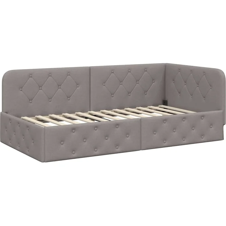 vidaXL Eckbettgestell Taupe 100 x 200 cm Stoff 3394058 – Bild 5