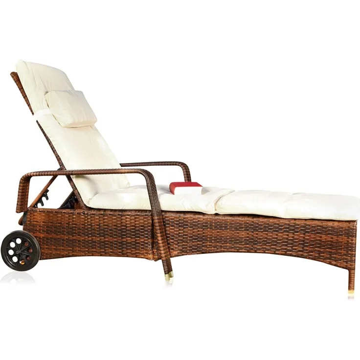 Sonnenliege Polyrattan Gartenlounge Liegestuhl Balkon Sitzgruppe Braun
