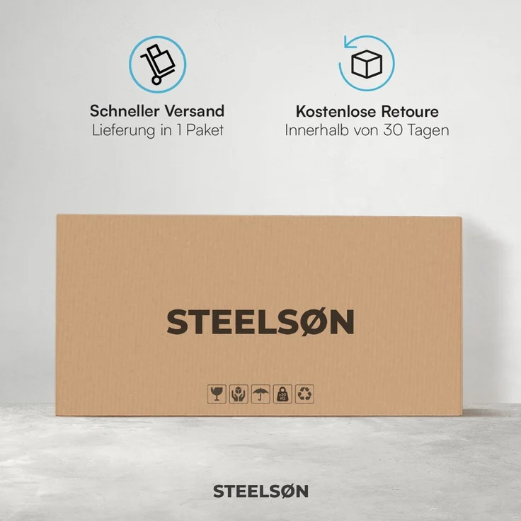 STEELSØN 'Thalora' Gartensofa 2er-Sitzer, inkl. Kissen, grau-meliert/anthrazit, 84x55x100 cm, aus Polyrattan – Bild 8