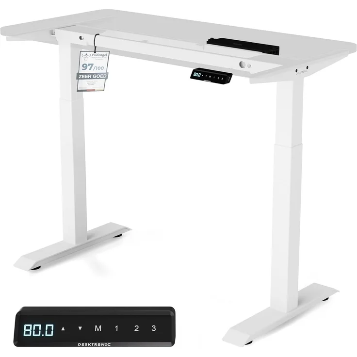 Desktronic Elektrisch Höhenverstellbarer Schreibtischgestell HomeOne , Weiß, mit Memory-Funktion, Anti-Kollisions Technologie, USB-A und USB-C-Ladeanschlüssen – Bild 1