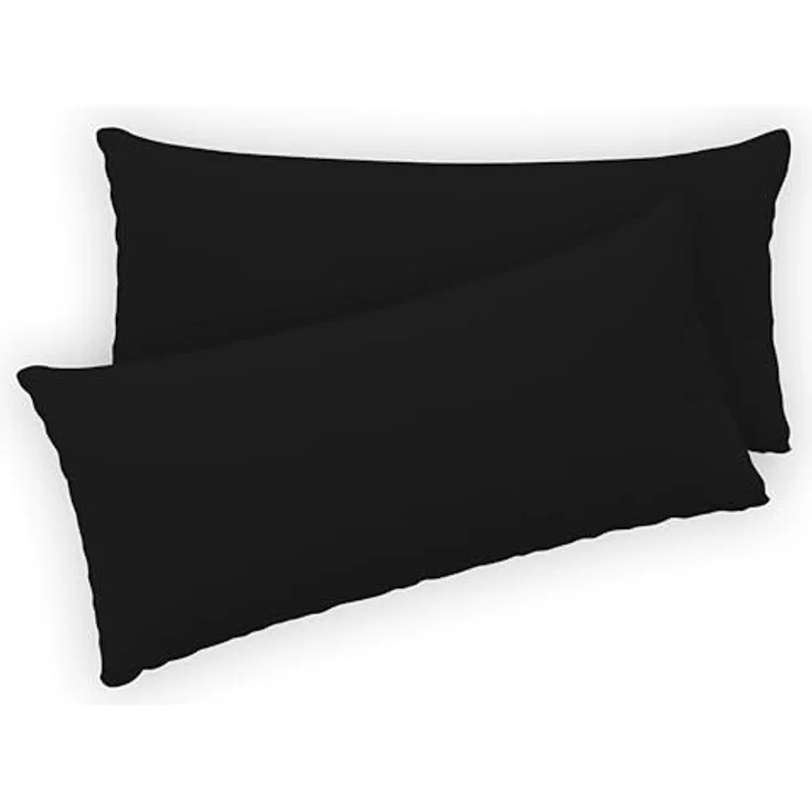 Twinzen® Kissenbezug 40x80 (2er-Set) - 100% Jersey Baumwolle 150 GSM Kissenbezüge - Schwarz - Für Kissenbezüge 40x80 cm - Kissenhülle - Kissenbezug mit Reißverschluss - Oeko-Tex Zertifiziert – Bild 2