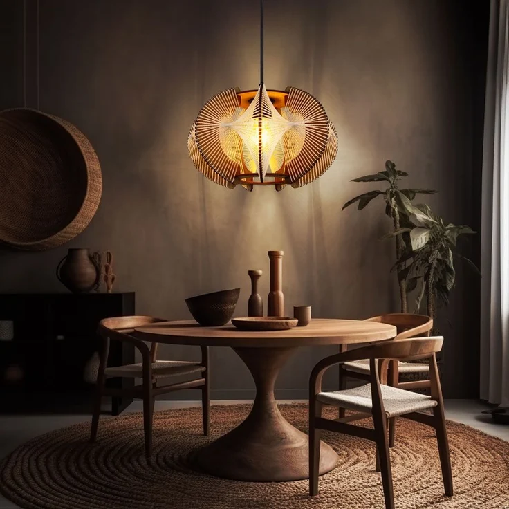 Hängeleuchte, Hanf, MDF, naturfarben, 1 flammig – Bild 2