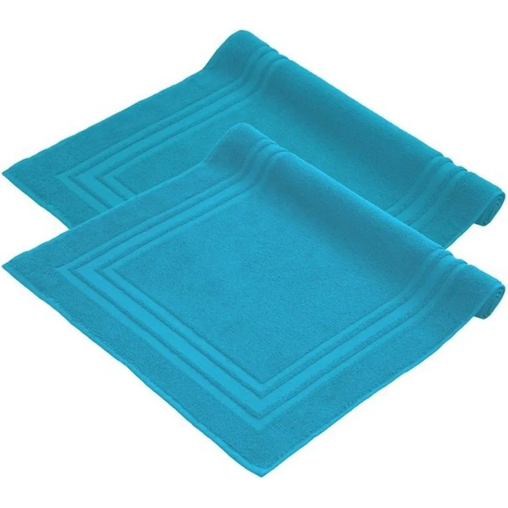 Komfortec Badvorleger Set 2 Teilig, Frottee Duschvorleger, Waschbar Duschmatte & Badteppich, 600 g/m² &100% Baumwolle, Saugfähig & Schnelltrocknend, 50x70 cm, Türkis – Bild 4