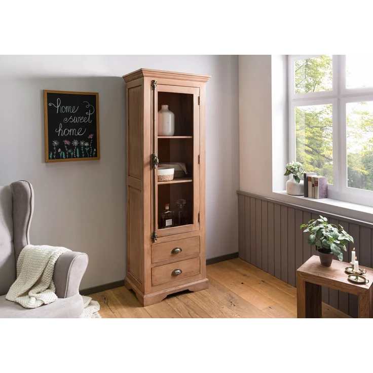 Vitrine Mango 65x45x190 beige geölt TOULOUSE #02 – Bild 2