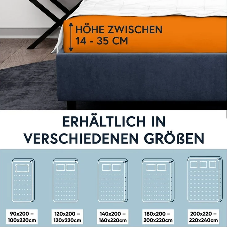 MOON Heimtextilien Spannbettlaken MOON-Luxury Spannbettlaken Jersey Stretch 230g/m², 97% Mako-Baumwolle 3% Elastan – Bild 3