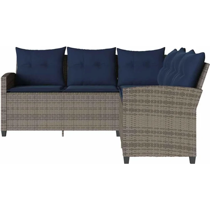 vidaXL L-förmiges Couchsofa mit Kissen Graues Polyrattan 365419 – Bild 6