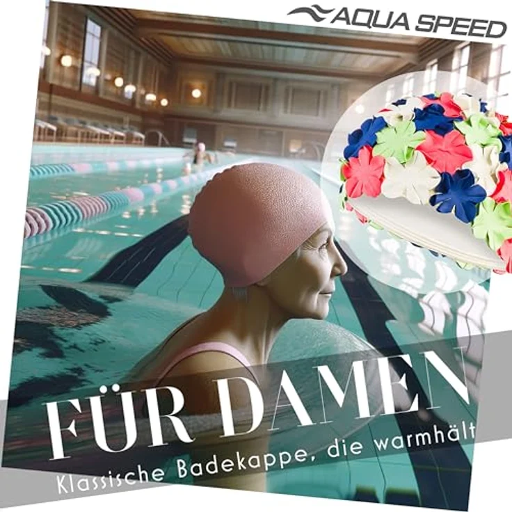 Aqua Speed Badekappe Badehaube mit Blüten-Design Wasserfest & dehnbar Pool & Sport, Blüten-Design mit wasserfestem Material – Ideal für Sport – Bild 3
