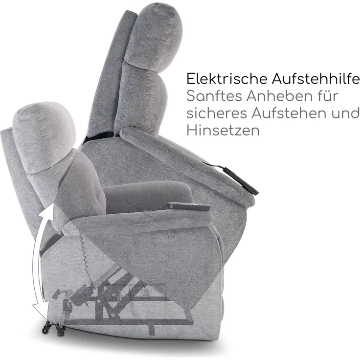Raburg XXL-Sessel Fernsehsessel mit Aufstehhilfe, Relaxsessel mit Liegefunktion, Samson, elektrisch mit Fernbedienung, 1 Motoren, bis 200 kg – Bild 3