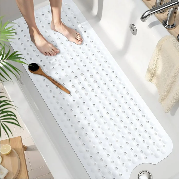Forrlite Badematte Badewannenmatte rutschfest, BPA Frei Antirutschmatte, 100x40 cm, Extra Lang Duschmatte Schnelltrocknend & Maschinenwaschbar Schimmelresistent Badewanne Badematte, Transparent – Bild 1