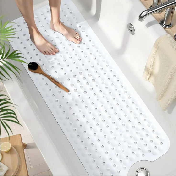 Forrlite Badematte Badewannenmatte rutschfest, BPA Frei Antirutschmatte, 100x40 cm, Extra Lang Duschmatte Schnelltrocknend & Maschinenwaschbar Schimmelresistent Badewanne Badematte, Transparent
