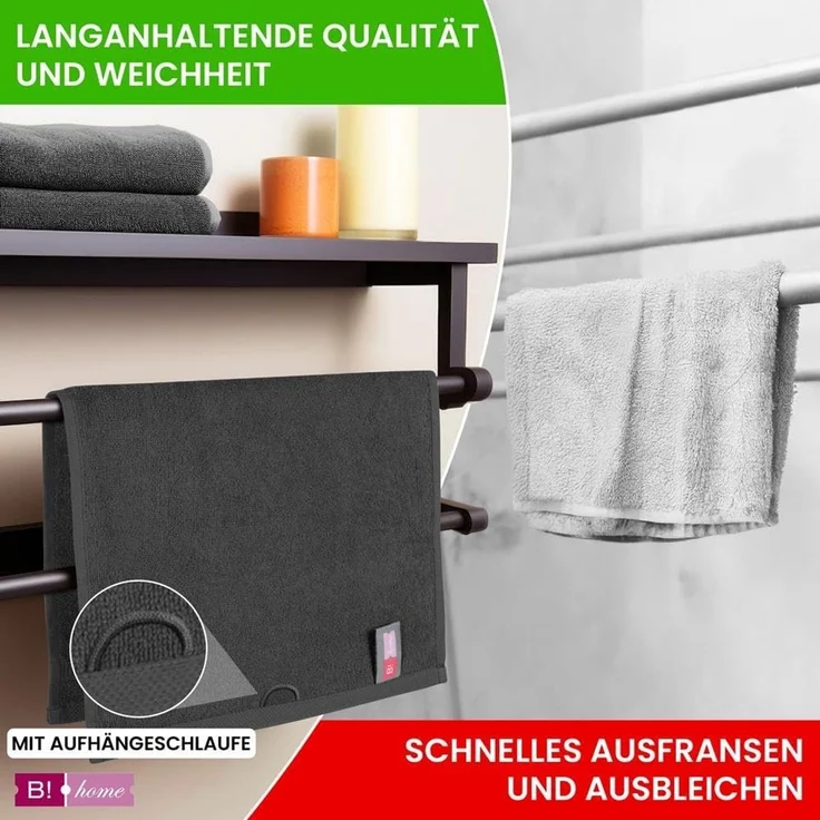 B!HOME Handtücher Set Saunatücher, Duschtücher, Gästehandtücher 100% Baumwolle, (Spar-Set, 8-St), flauschig saugfähig Frottee weich – Bild 4