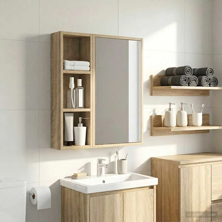 vidaXL Badezimmer-Wandschrank mit Regal Sonoma-Eiche 20 x 10 x 60,5 cm 889289 – Bild 1
