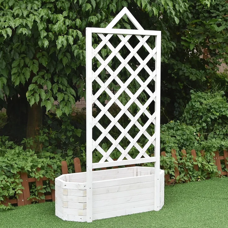 Spalier mit Blumenkasten Rankgitter Rosengitter Rankhilfe Rankkasten Rosen weiß – Bild 6
