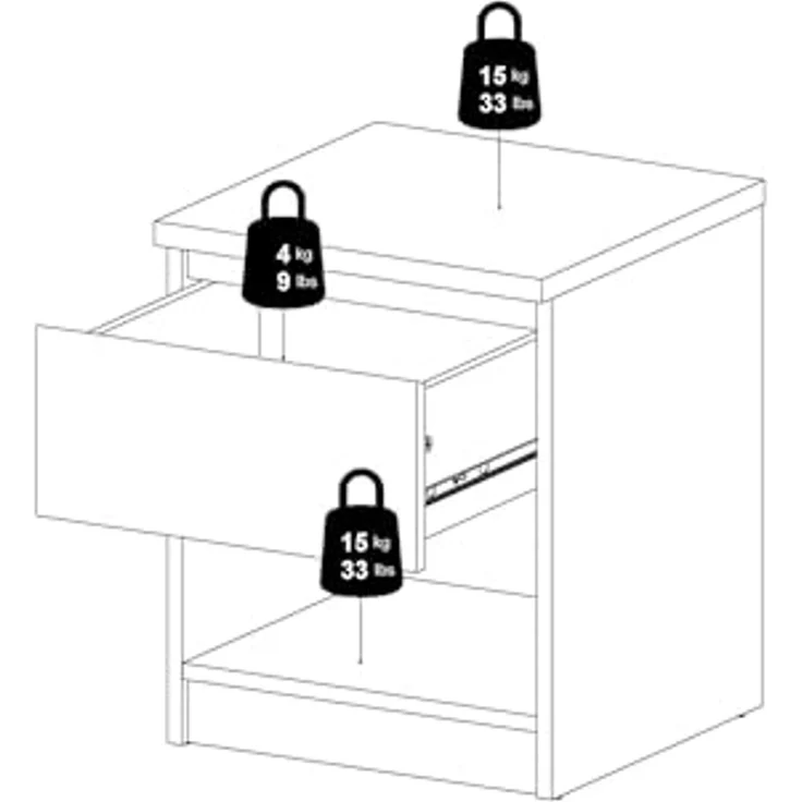 Dmora - Nachttisch Annette, Niedrige Kommode, Tisch, Multifunktionaler Nachttisch, 40x40 h50 cm, Eiche – Bild 4