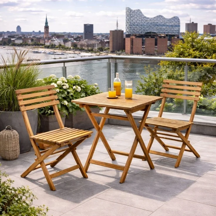 Teak Klapptisch KURSI ca. L60cm Natural Esstisch Gartentisch Tisch Massivholz – Bild 1