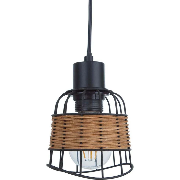 Hängeleuchte, Käfig-Design, Metall, Rattan, B 57 cm – Bild 7