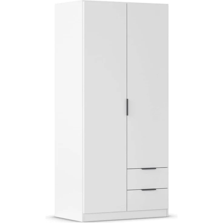 Rauch Möbel Lagoa, Kleiderschrank, Garderobe für Schlafzimmer, Kinderzimmer, Jugendzimmer 2-türig, 2 Schubladen, mit Zubehör Classic, Farbe Weiß, Breite 91 – Bild 1