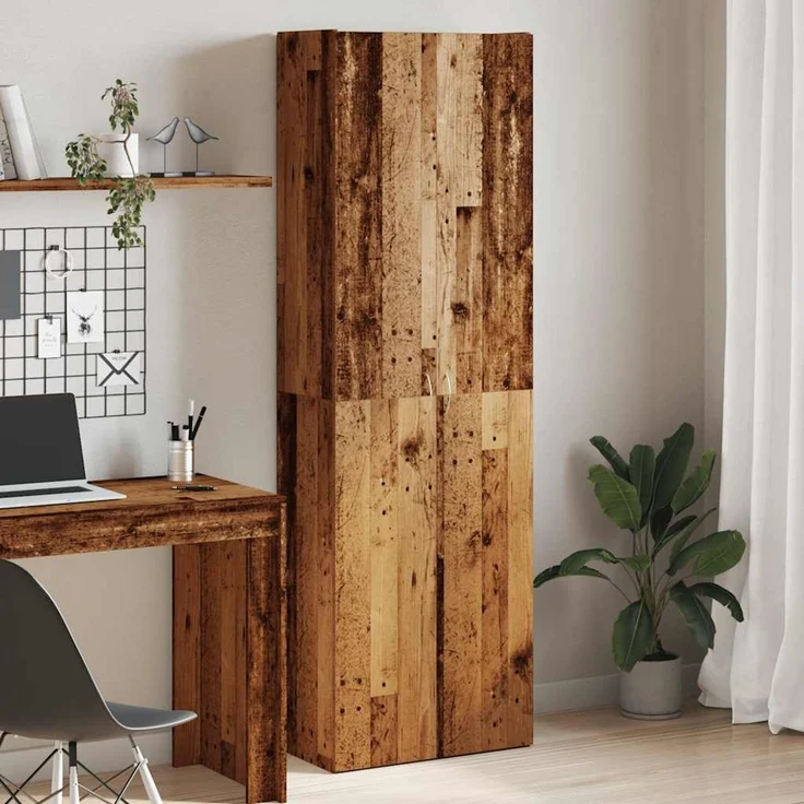 vidaXL Highboard Altholz-Optik 60x32x190 cm Holzwerkstoff 3318714 – Bild 1