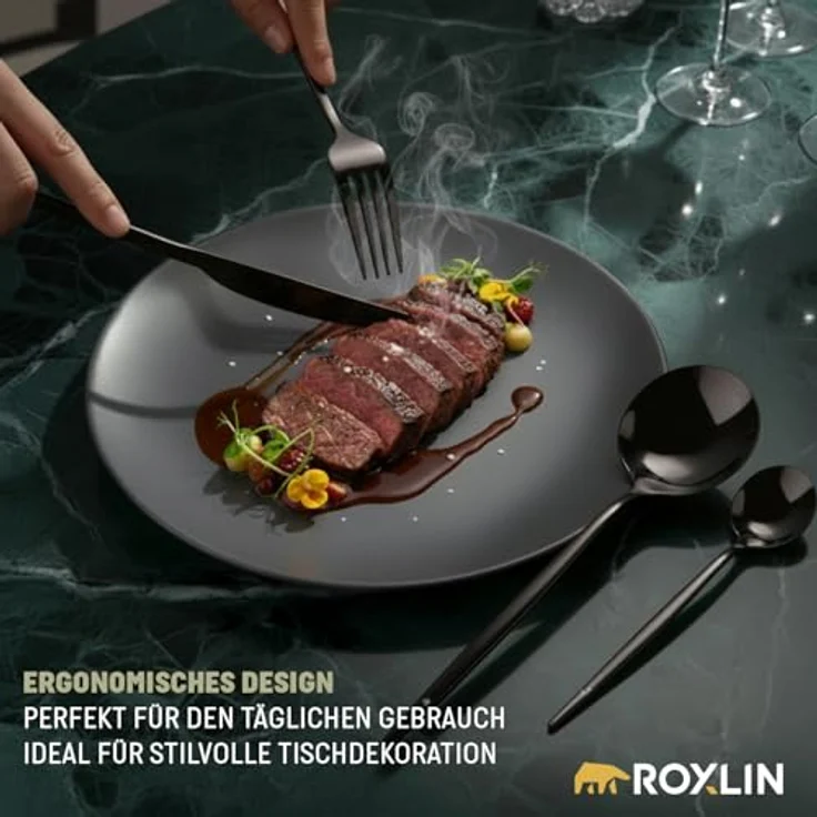 Roxlin Besteck-Set 30-teiliges Edelstahl-Besteckset modern & elegant 4 Farbe – Bild 5