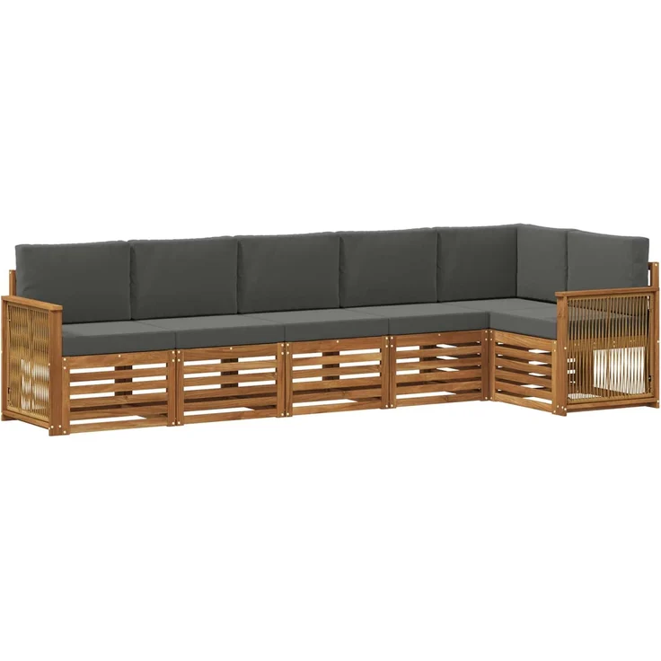 vidaXL Outdoor-Sofagarnitur 6 stk. 6-Sitzer Natur und Anthrazit 3384418 – Bild 2