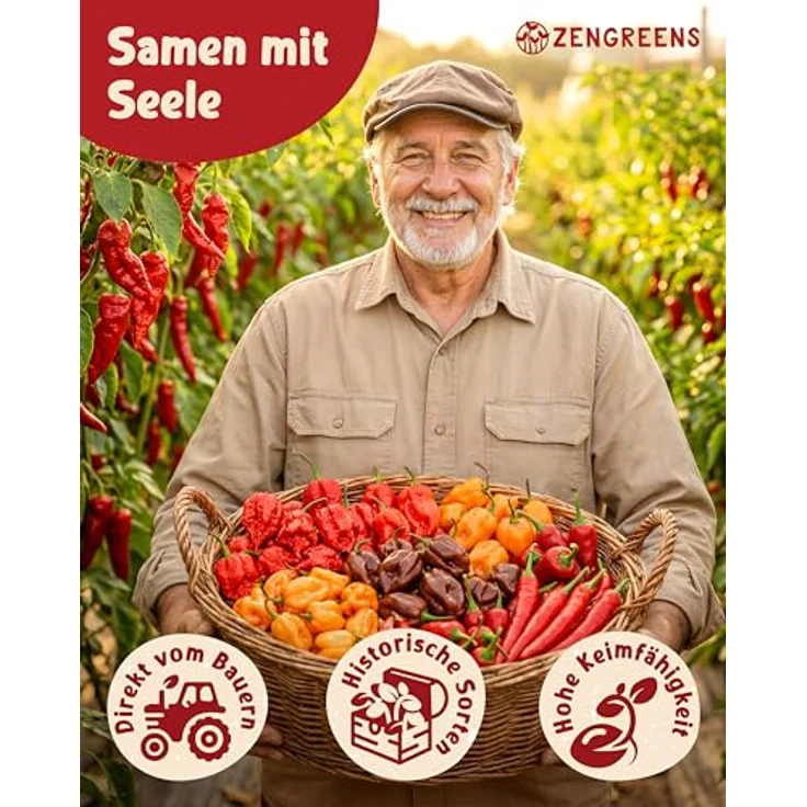 ZenGreens® - Bio Chilisamen im 8er Set - 8 Chili Samen für den einfachen Anbau im Garten, Balkon oder Hochbeet - Pflanzensamen - Saatgut - – Bild 2