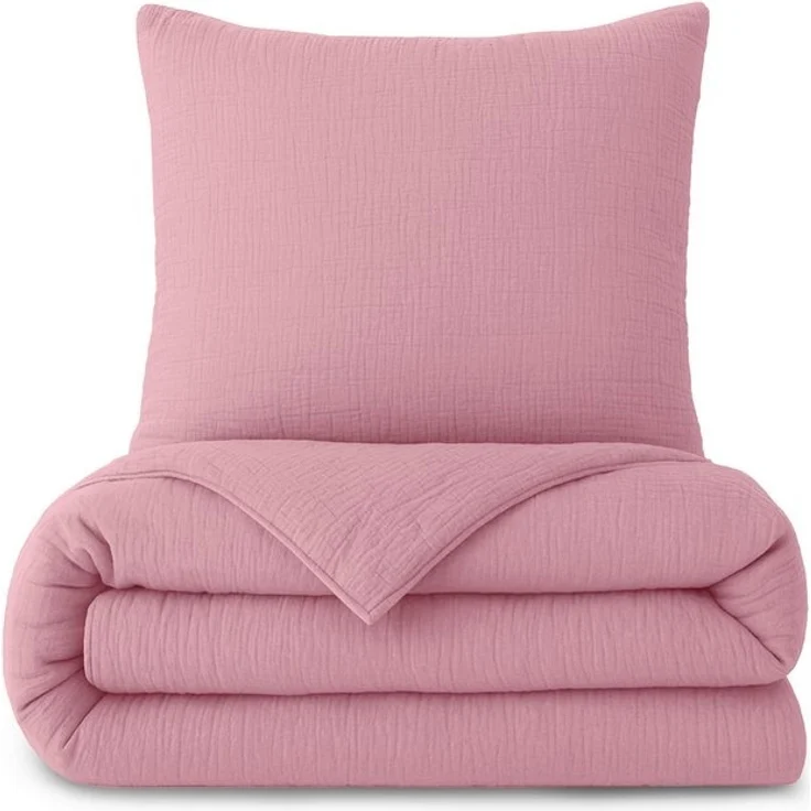 Laynenburg Bettwäsche Musselin aus 100% Baumwolle in 135x200 oder 155x220 cm, atmungsaktiv & bügelfrei – 3 lagig mit Reißverschluss & Haltebändern – Bild 4