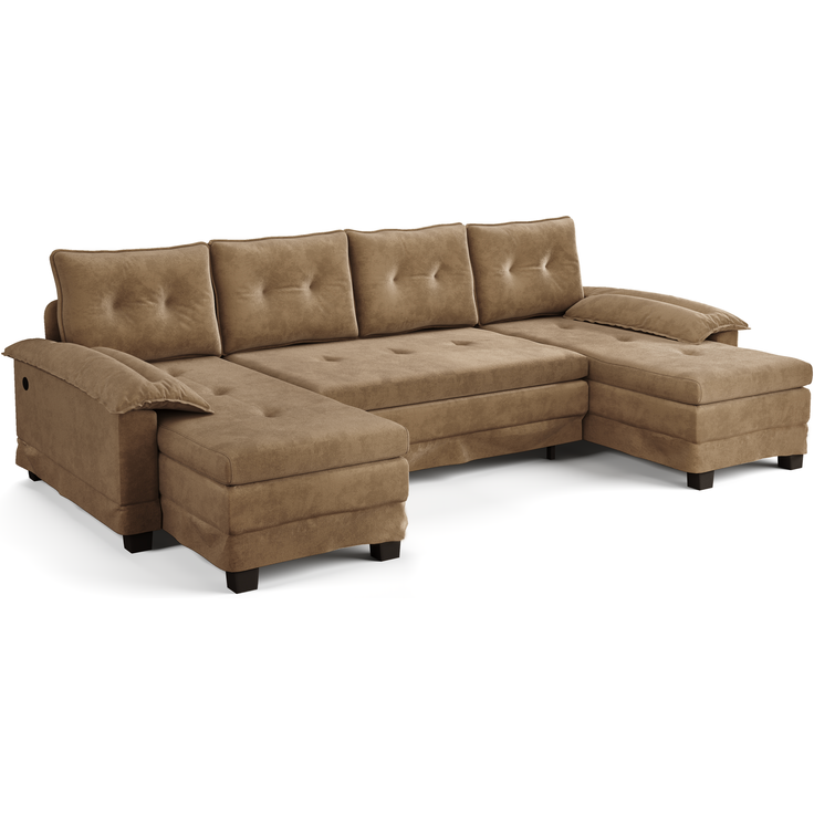 ZUBALIYA Schlafsofa 127x87 cm, mit USB - Anschluss, mit Ausziehbett, mit Chenille - Bezug, mit Samtbezug, modular aufgebaut, Weiß – Bild 17