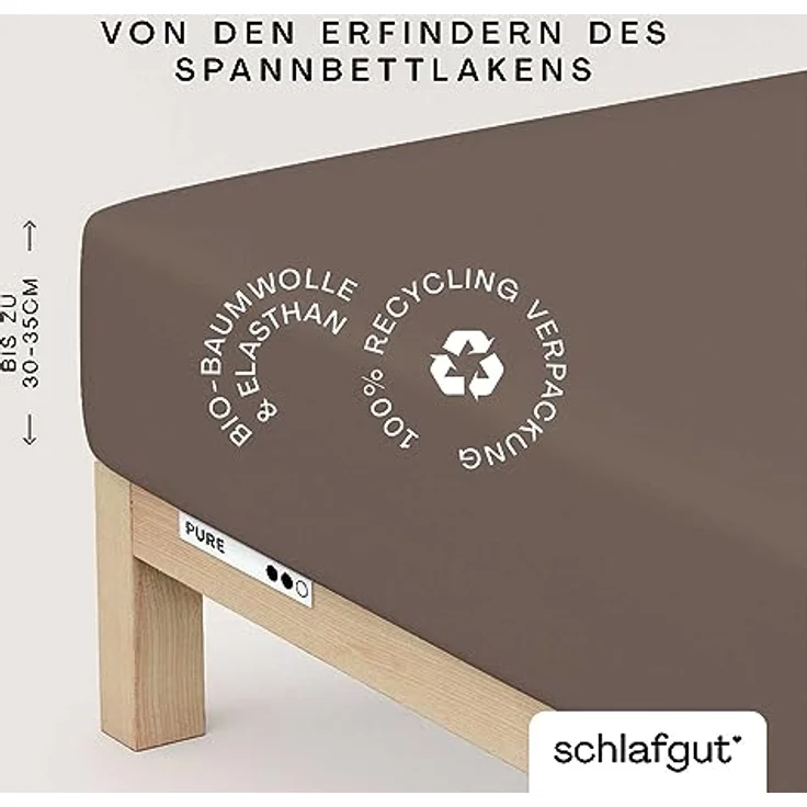 Schlafgut Spannbetttuch Pure, Sand, 120-130x200-220 cm, Oeko-Tex® zertifiziert, bügelfrei, weich und anschmiegsam, perfekt für Allergiker – Bild 2