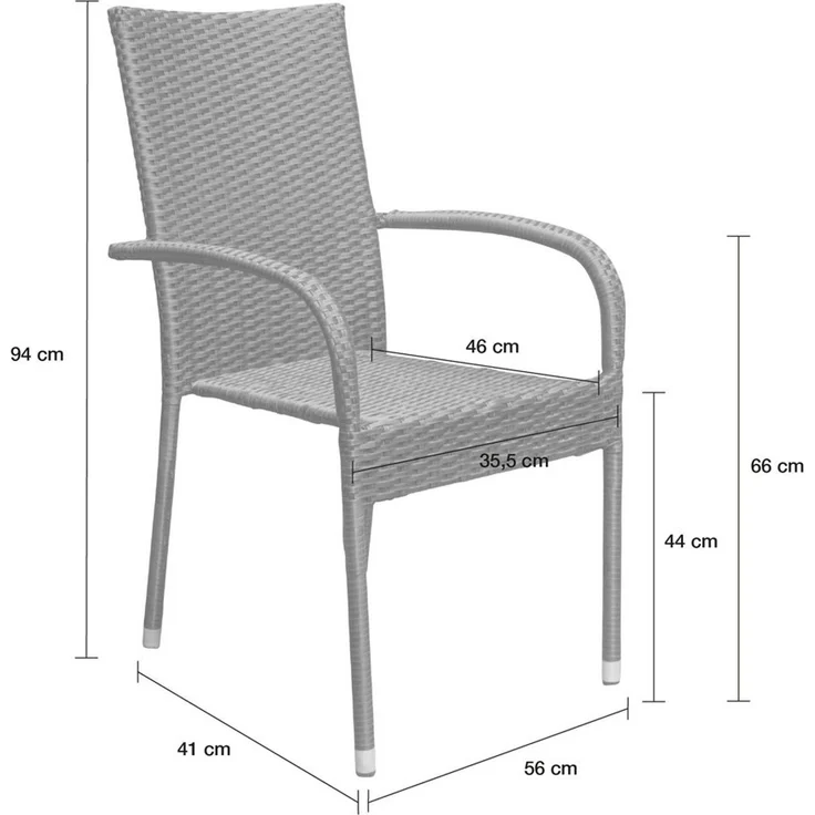 LC Garden Stapelstuhl Lübeck Stapelstuhl braun Armlehnstuhl Balkonstuhl – Bild 3