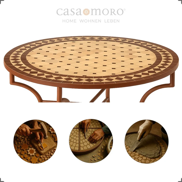 Mosaiktisch D120 Bordeaux-Raute – Bild 8